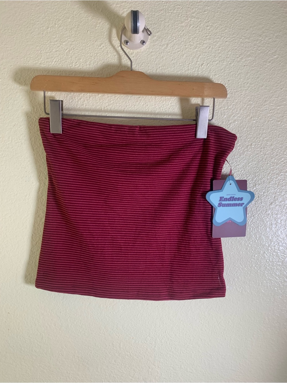 NWOT Endless Summer Striped Red Tube Top, Size M